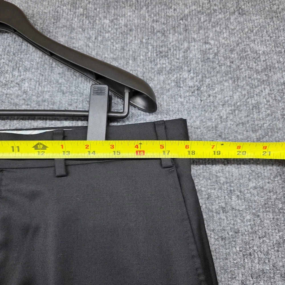 Peter Millar Mens Size 35 Black 100% Wool Flat Front Dress Trousers MS17B99‎